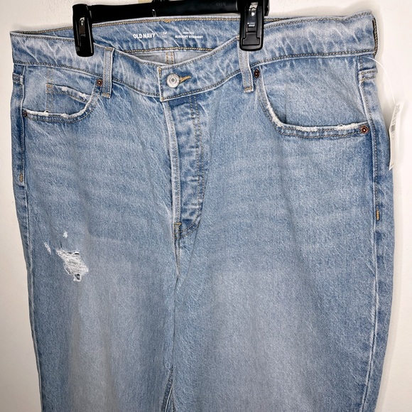 Old Navy Slouchy Straight Light Wash Frayed Jeans Size 14 Tall - Picture 11 of 14